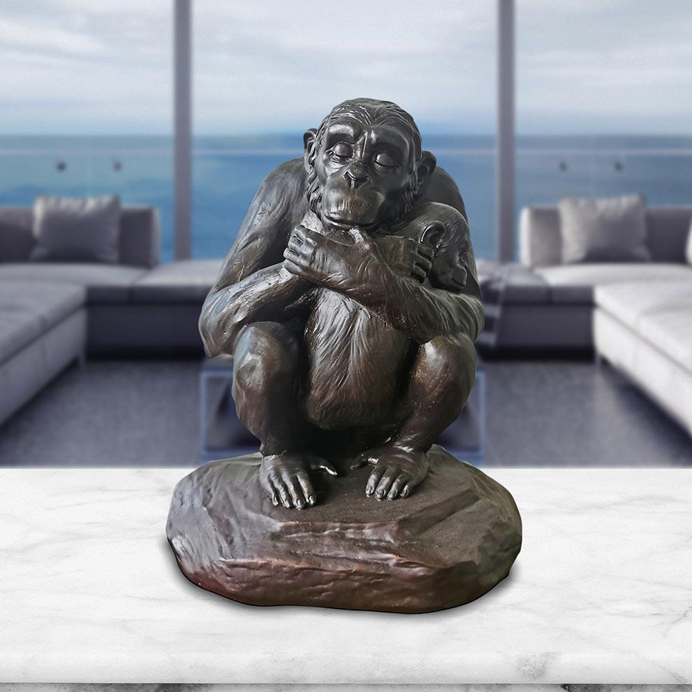 Authentic Bronze Chimp Love Forever sculpture by Gillie and Marc artist duo - Contemporary Sculpture by Gillie and Marc Schattner