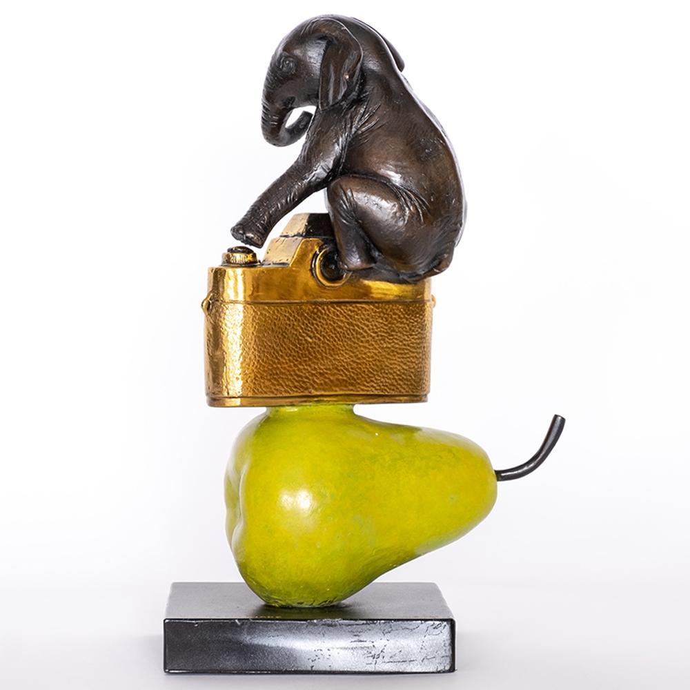 Bronze Animal Sculpture - Art - Limited Edition - Elephant - Camera - Pear For Sale 7