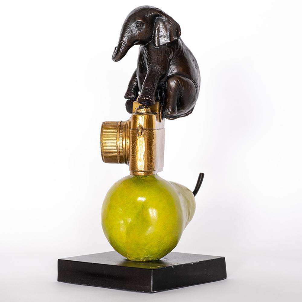 Bronze Animal Sculpture - Art - Limited Edition - Elephant - Camera - Pear For Sale 8