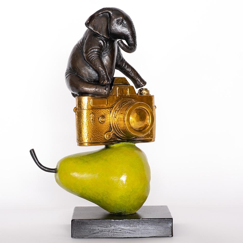 Bronze Animal Sculpture - Art - Limited Edition - Elephant - Camera - Pear For Sale 9