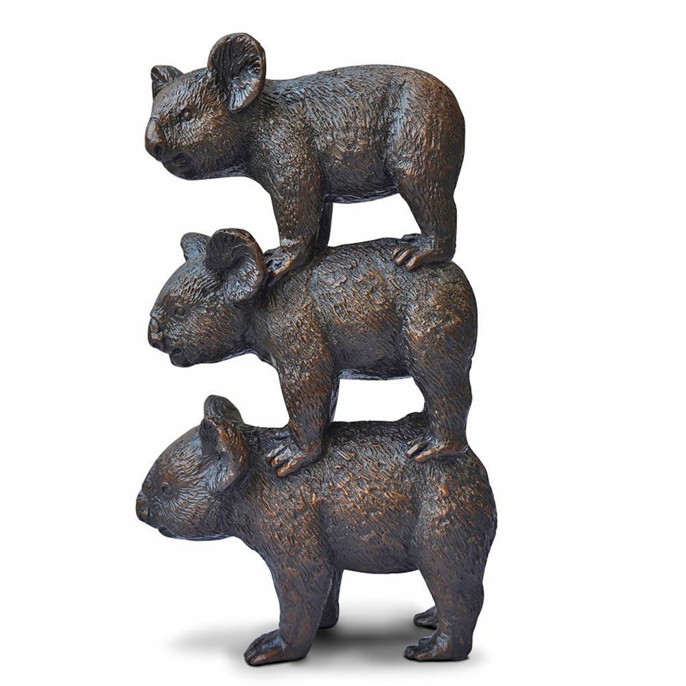 Bronze Animal Sculpture - Art - Limited Edition - Australian - Koala Stack - Gold Figurative Sculpture by Gillie and Marc Schattner