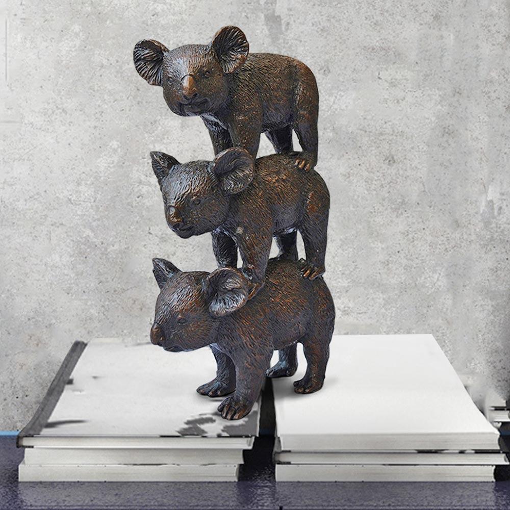 Gillie and Marc Schattner Figurative Sculpture - Bronze Animal Sculpture - Art - Limited Edition - Australian - Koala Stack