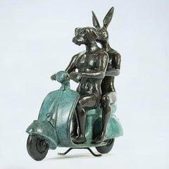 Bronze Animal Sculpture - Green Vespa - Gillie and Marc - Rabbit - Dog - Limited