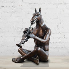 Bronze Sculpture - Limited Edition - Animal Art - Horse - Musician -Trumpet