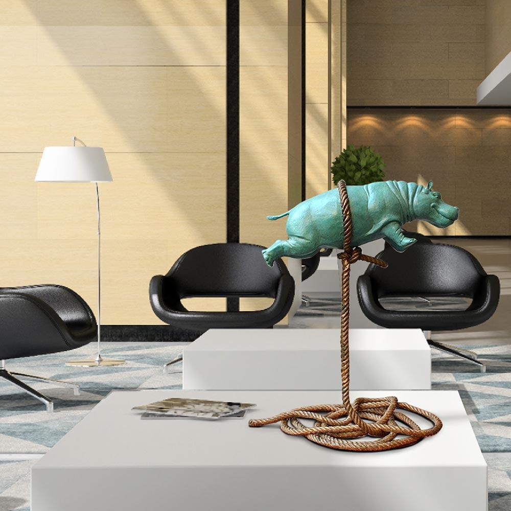 Title: Green Flying Hippo on a short rope 
Authentic bronze sculpture
Limited Edition

World Famous Contemporary Artists: Husband and wife team, Gillie and Marc, are New York and Sydney-based contemporary artists who collaborate to create artworks