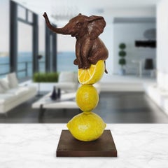 Bronze Animal Sculpture - Limited - Love - Elephant - Lemon - Wildlife - Kiss