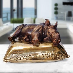 Bronze Sculpture - Limited Edition - Love - Wildlife - Sleeping - Rhino