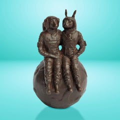 Bronze Sculpture - Limited Edition - Pocket - Rabbit - Dog - Moon - Space - Love