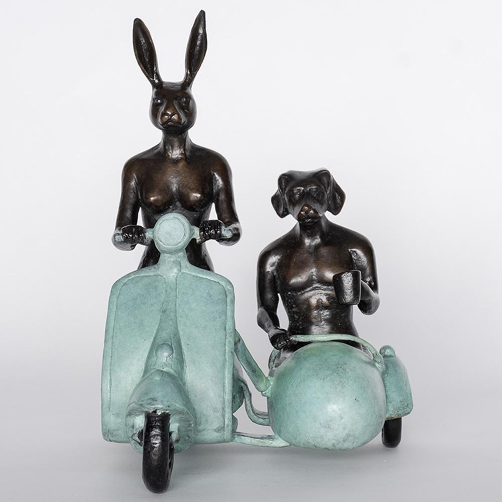 Title: They rode side by side for the long run (Green Patina)
Authentic bronze sculpture
Limited Edition

World Famous Contemporary Artists: Husband and wife team, Gillie and Marc, are New York and Sydney-based contemporary artists who collaborate