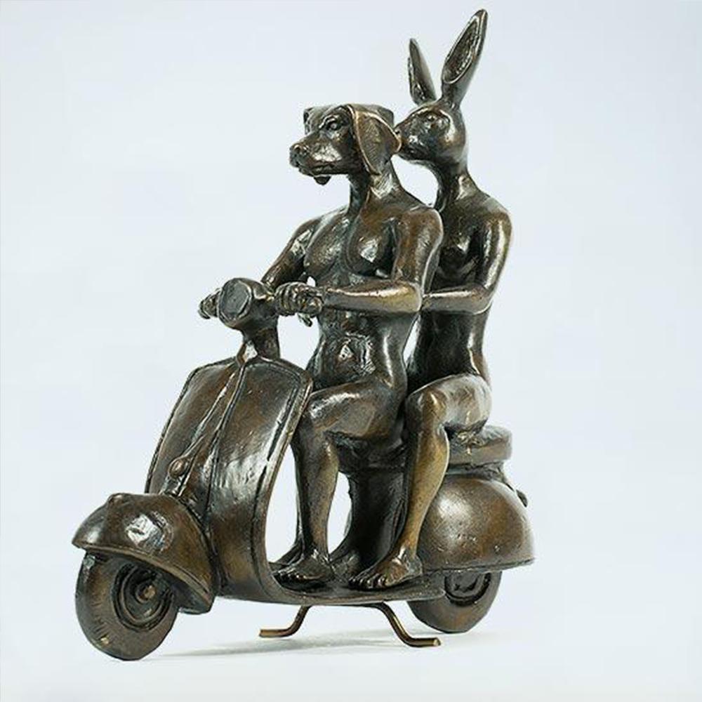 Bronze Animal Sculpture - Mini - Limited Edition - Art - Gillie and Marc - Vespa For Sale 1