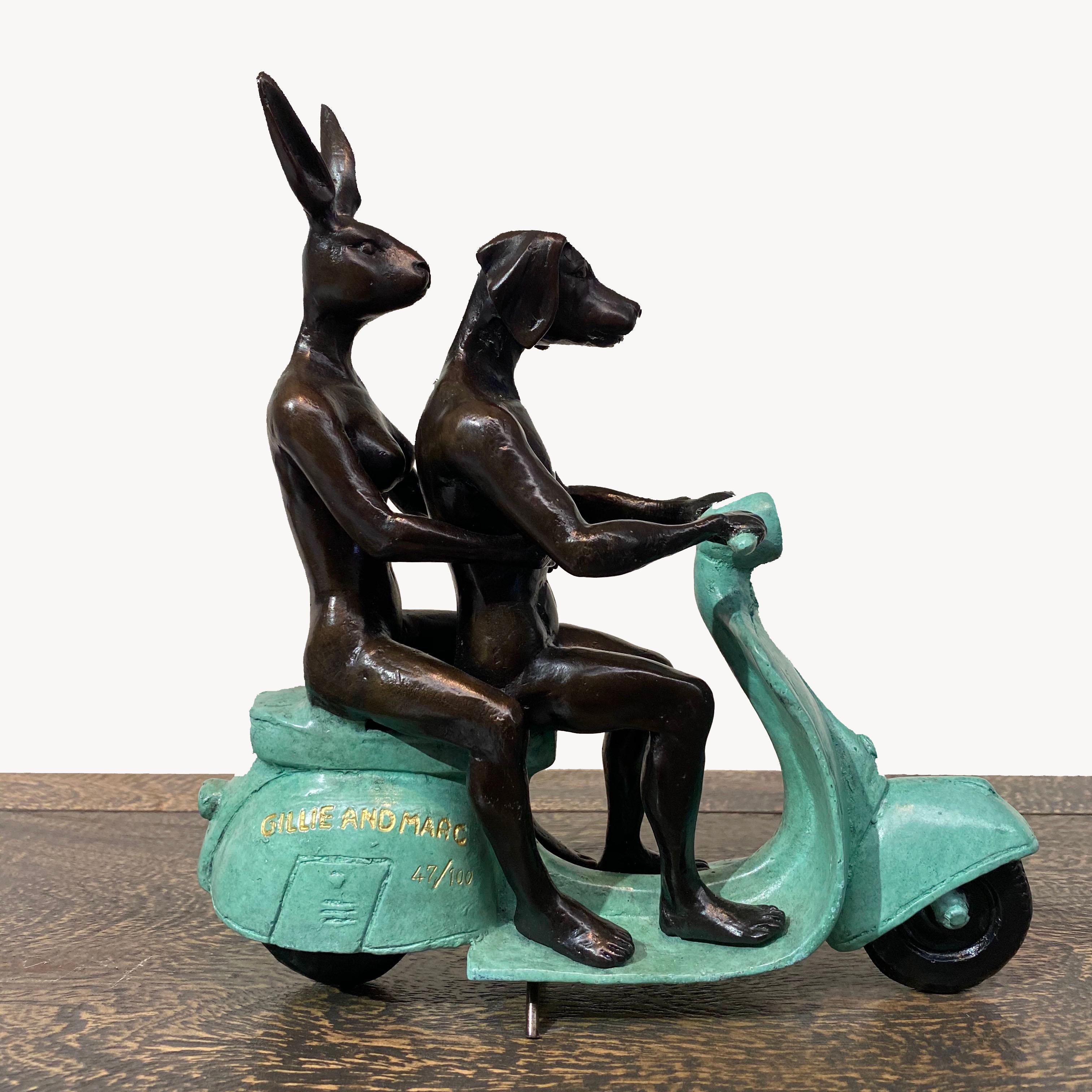 Bronze Animal Sculpture - Mini - Limited Edition - Art - Gillie and Marc - Vespa For Sale 2