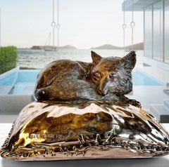Authentic Limited Edition Bronze Red Fox Sleeping Sculpture by Gillie and Marc