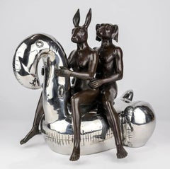 Authentic Bronze Flamingoes would stay afloat Sculpture by Gillie and Marc
