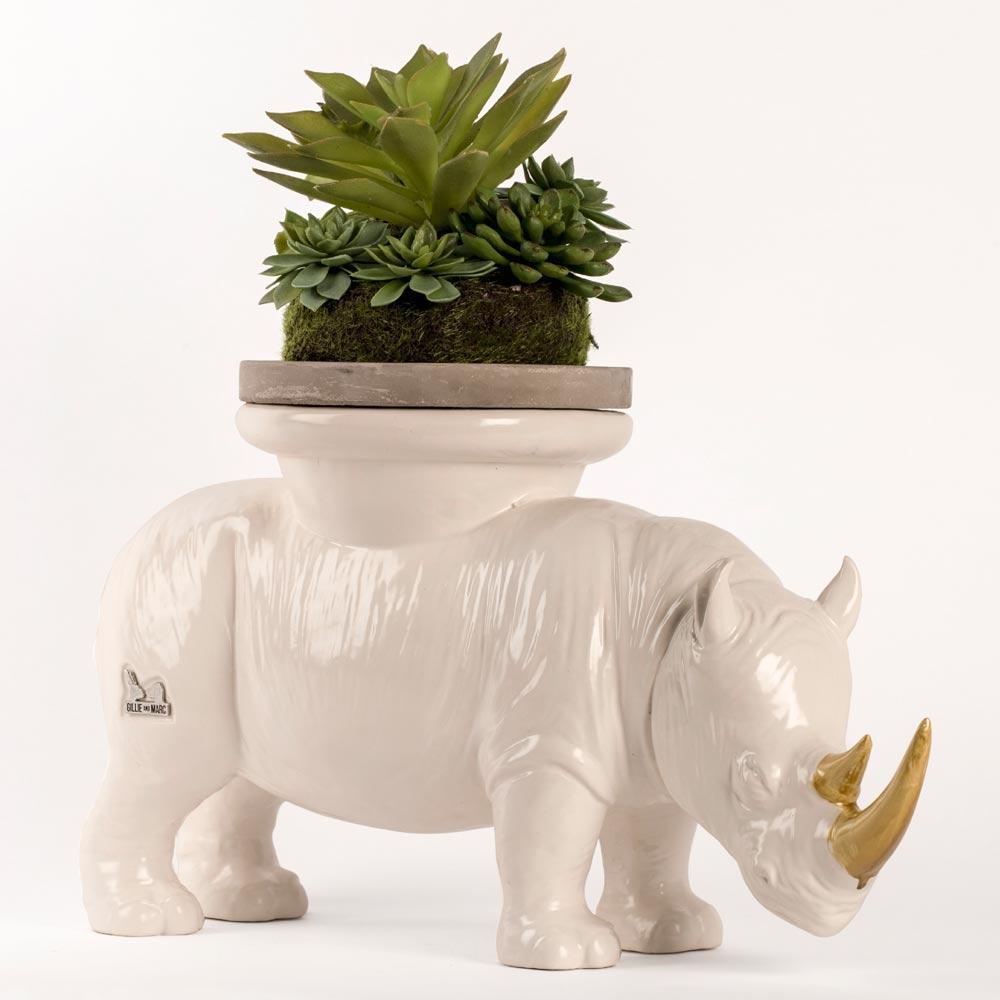 Gillie and Marc Schattner Authentic Ceramic Rhino Pot Holder and