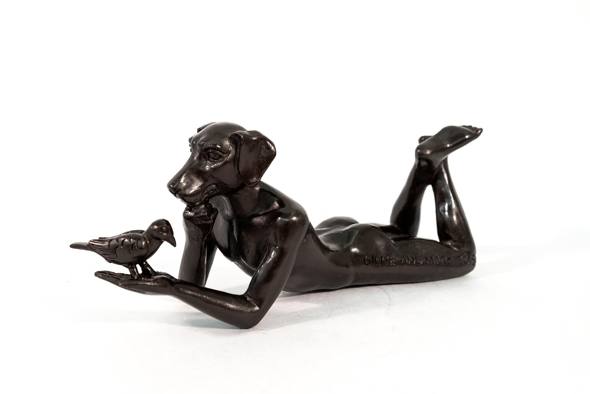 Dogman pensava che un uccello in mano fosse sempre meglio 20/50 - scultura in bronzo
