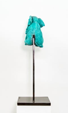 Elephant Reaches New Heights 8/15 - figurative, playful, bronze, sculpture