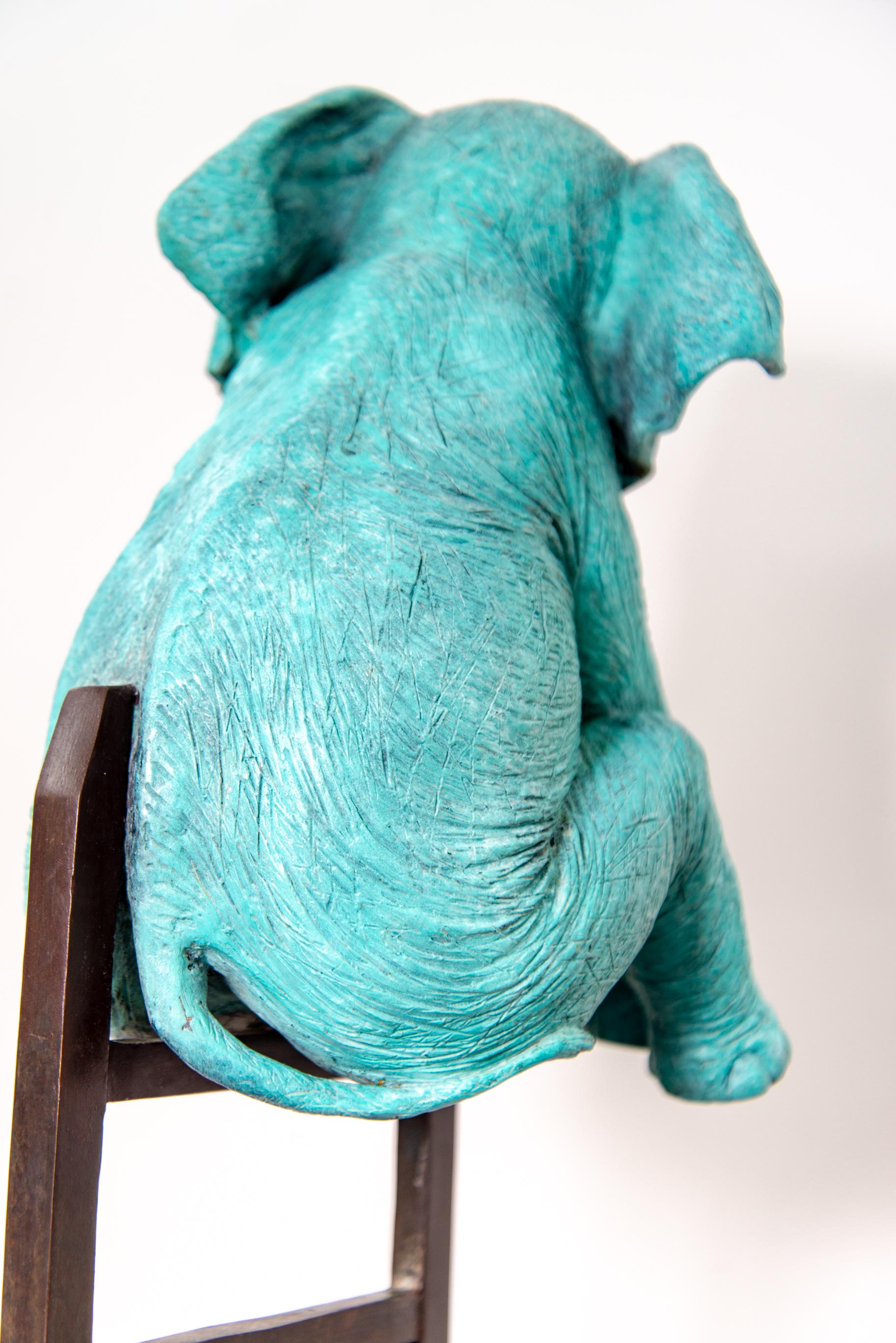 Elephant Reaches New Heights 8/15 - figurative, playful, bronze, sculpture 2