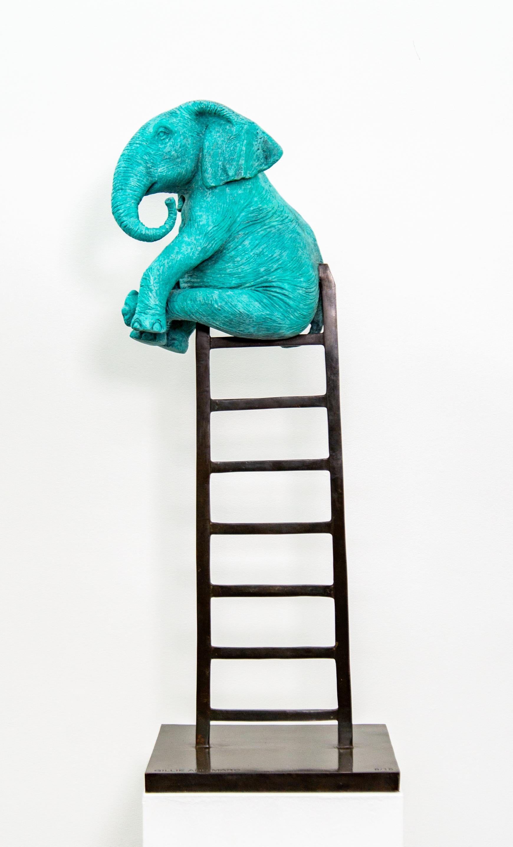 Gillie and Marc Schattner Figurative Sculpture - Elephant Reaches New Heights 8/15 - figurative, playful, bronze, sculpture