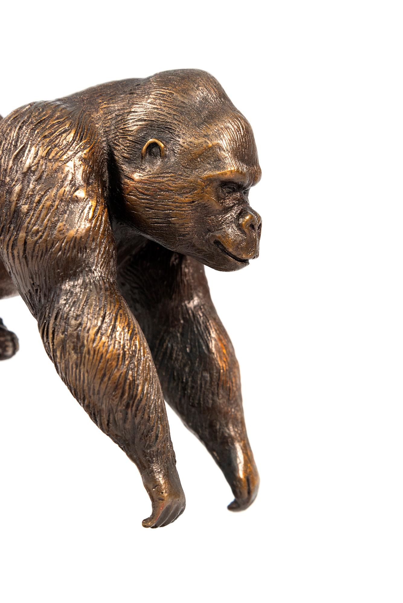 Flying Gorilla on rope 20/100 - contemporary, figurative, bronze sculpture 3