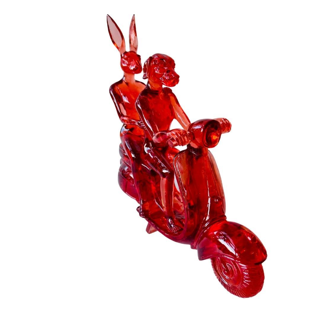Gillie and Marc Schattner Figurative Sculpture - Happy Mini Vespa Riders (Ed. 19/100)
