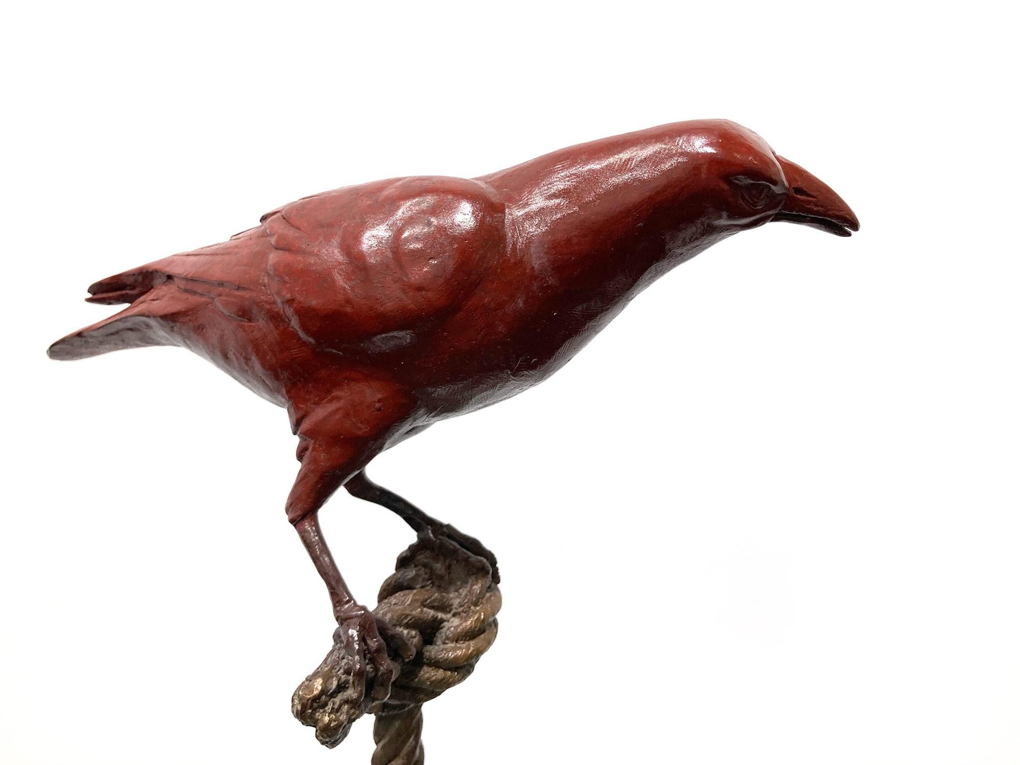 A wonderful yet very playful piece depicting Harold, a magpie standing on a short rope from Gillie and Marc's collection which explores all the interesting, complex characteristics of the magpie. Here we find this very dynamic piece as the bird is