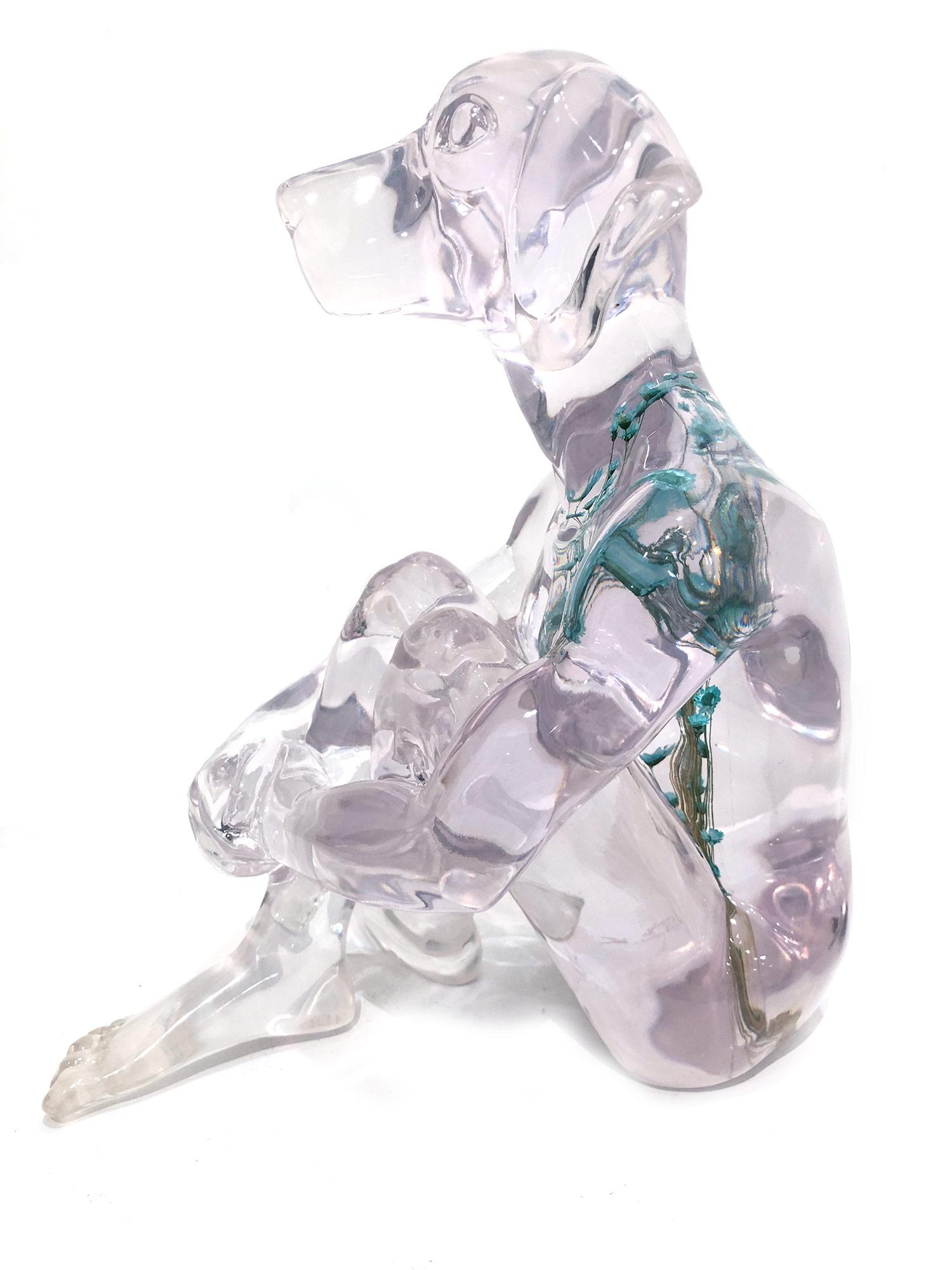 flower dog sculpture