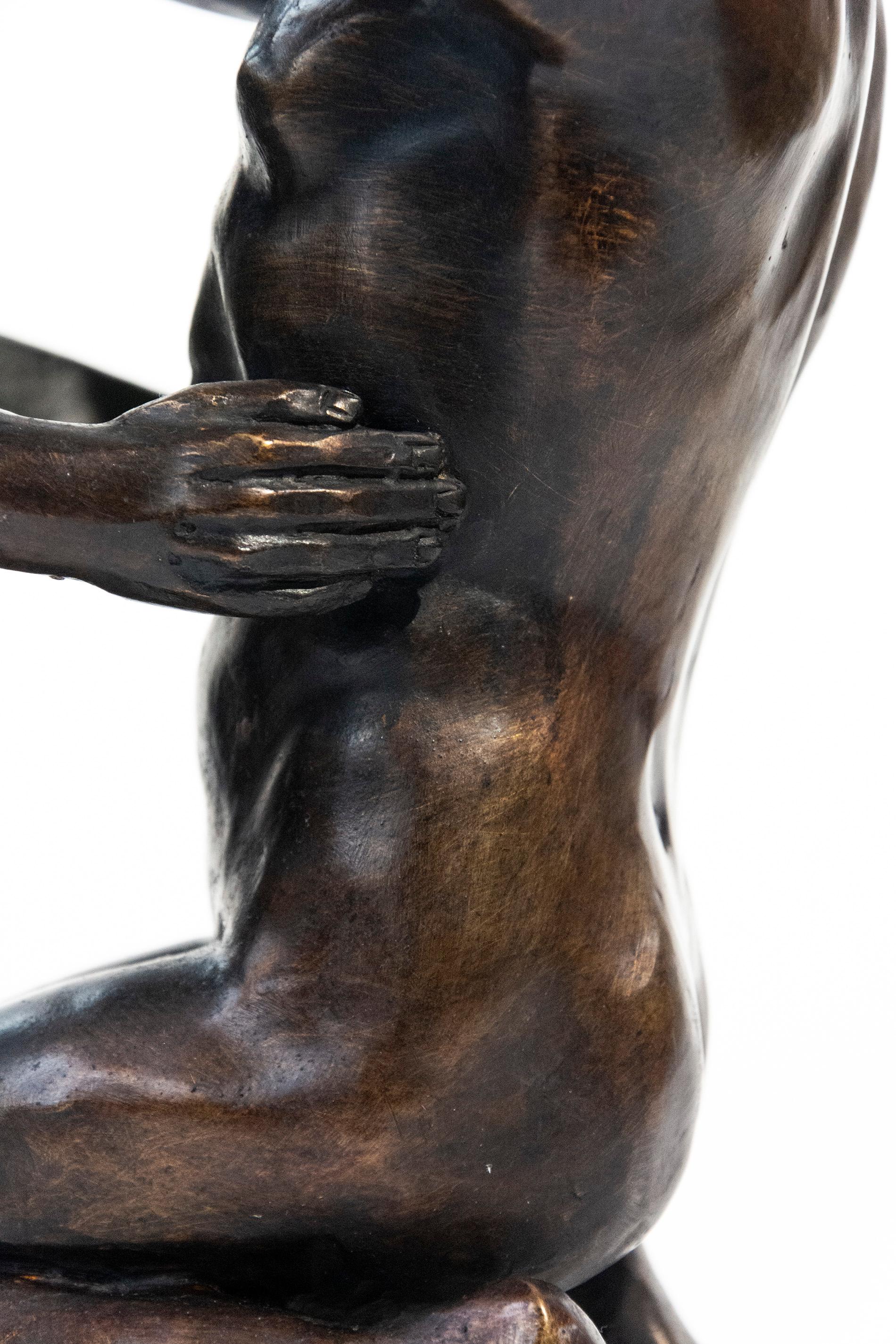 He loved being in love 12/30 - playful, figurative bronze sculpture - Gold Figurative Sculpture by Gillie and Marc Schattner