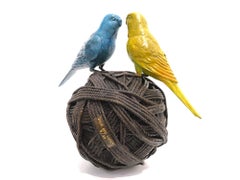 Life's a Ball (2 Budgies on a Ball), Bronze Birds Sculpture