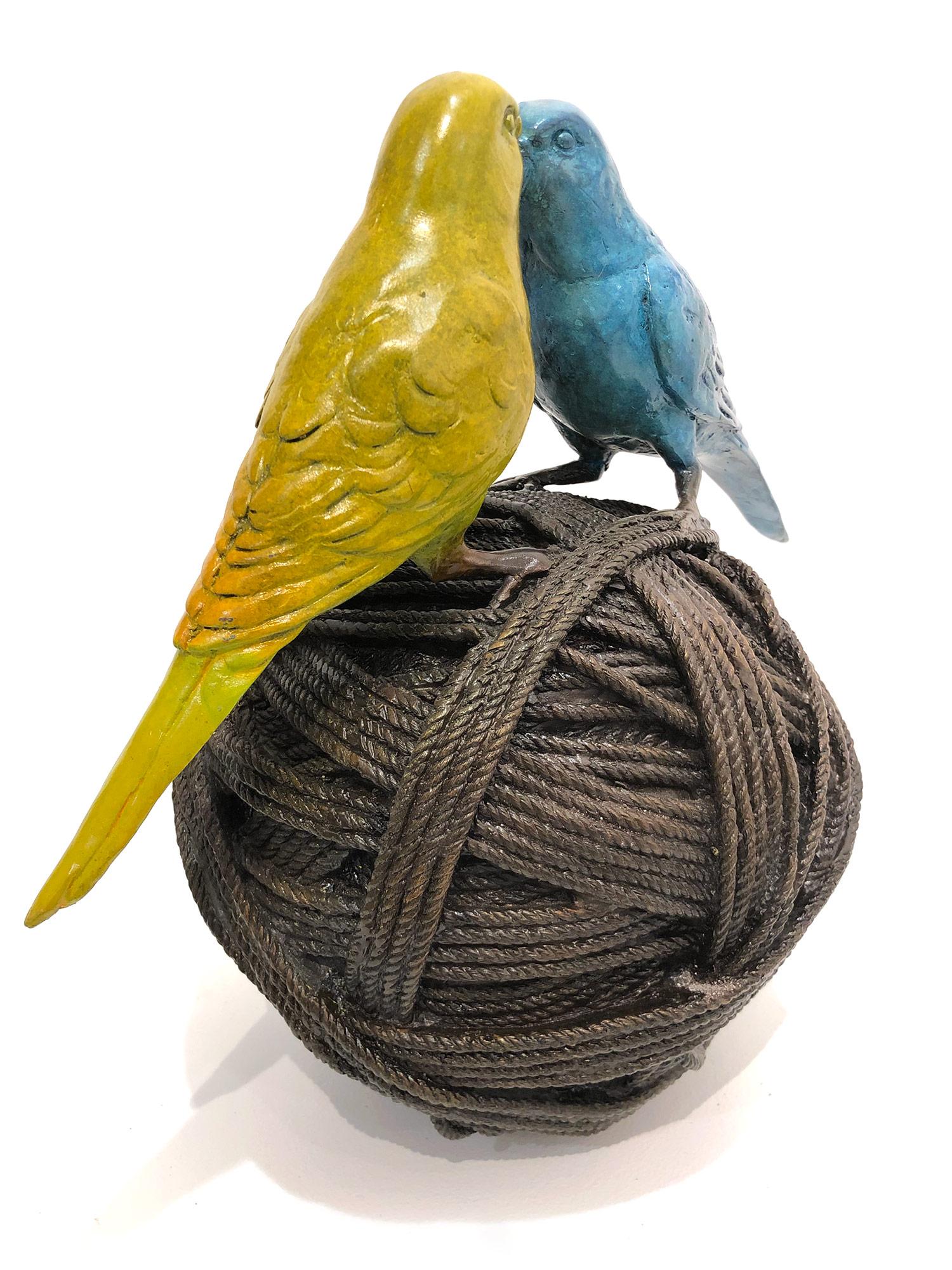 Life's a Ball (2 Budgies on a Ball), Bronze Birds Sculpture 1