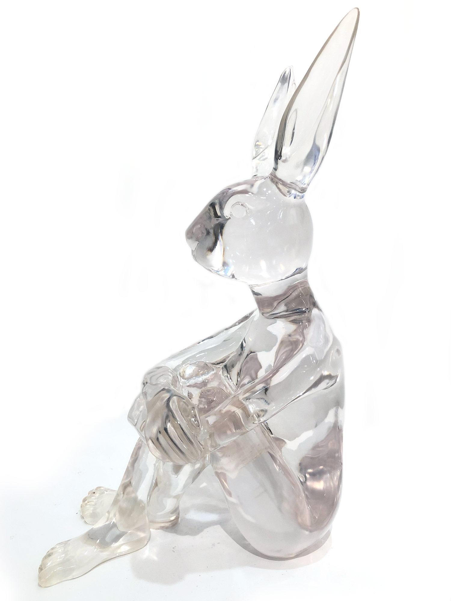Lolly Rabbitgirl (Clear) - Pop Art Sculpture by Gillie and Marc Schattner