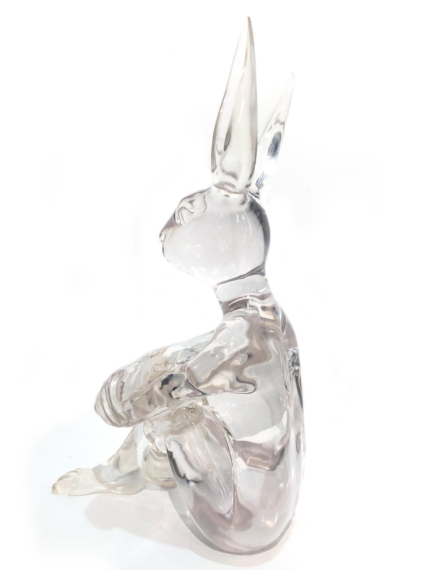 Lolly Rabbitgirl (Clear) - Gray Figurative Sculpture by Gillie and Marc Schattner