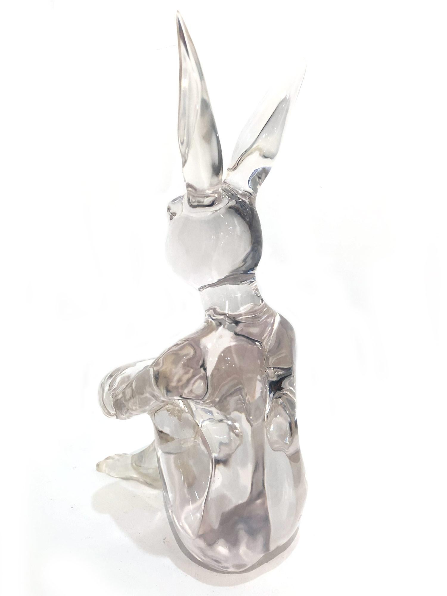 A whimsical yet very strong piece depicting the Rabbit from Gillie and Marc's iconic figures of the Dog/Bunny Human Hybrid, which has picked up much esteem across the globe. Here we find Rabbit sitting in a very sophisticated and yet relaxed