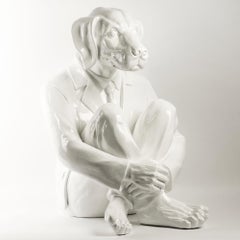 Pop Animal Art - Sculpture - Fibreglass - Gillie and Marc - Dog Man -Suit White