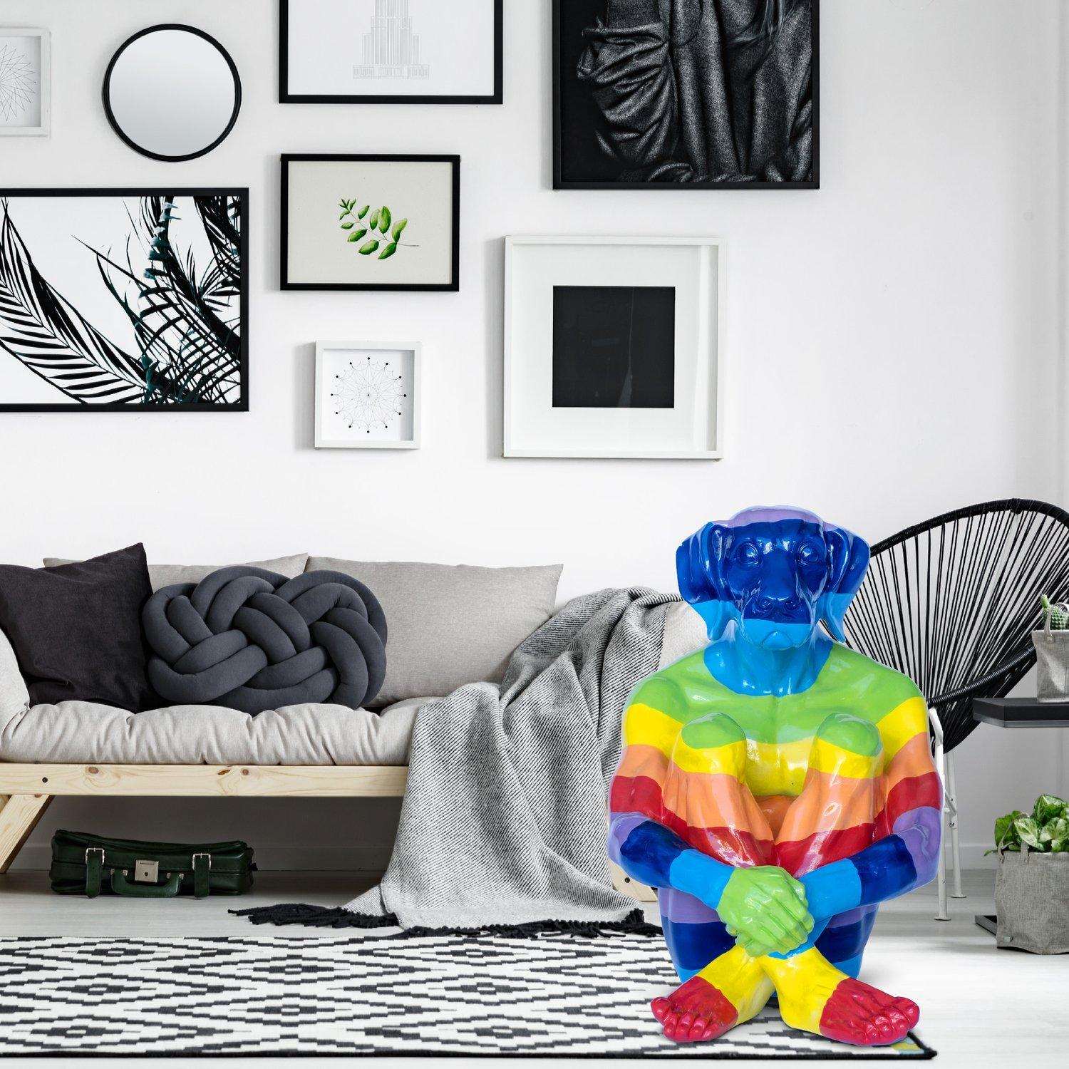 Animal Pop Art - Sculpture - Fibreglass - Gillie and Marc - Dogman - Rainbow For Sale 1