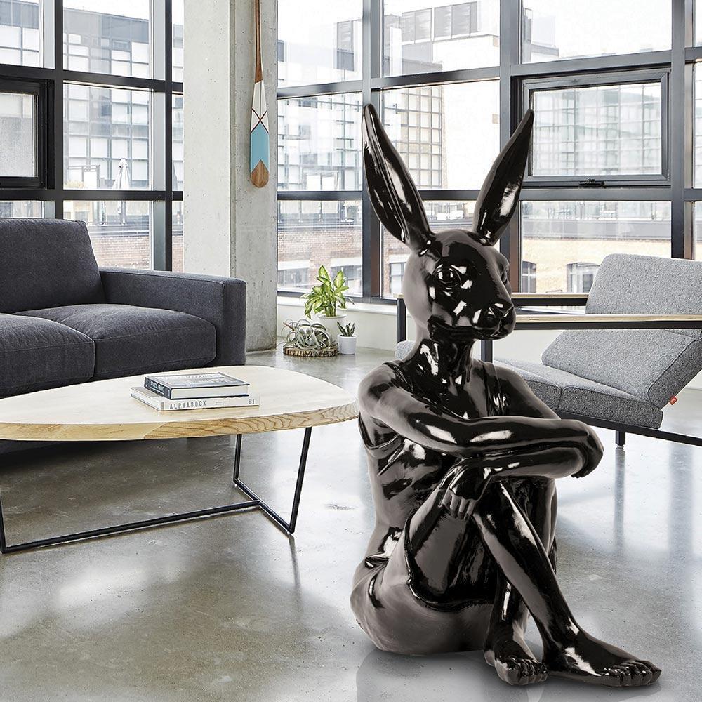 Pop Animal Sculpture - Fibreglass - Gillie and Marc - Rabbitwoman Dress Black For Sale 1