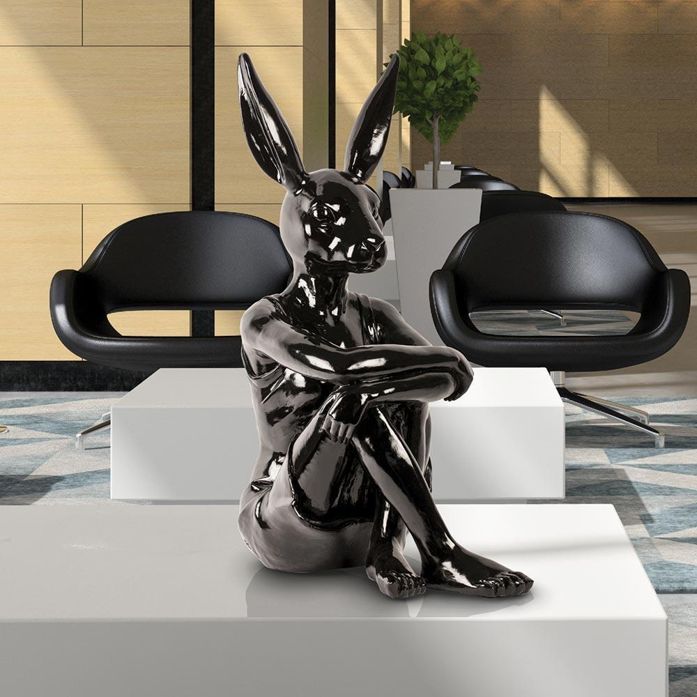 Pop Animal Sculpture - Fibreglass - Gillie and Marc - Rabbitwoman Dress Black For Sale 2