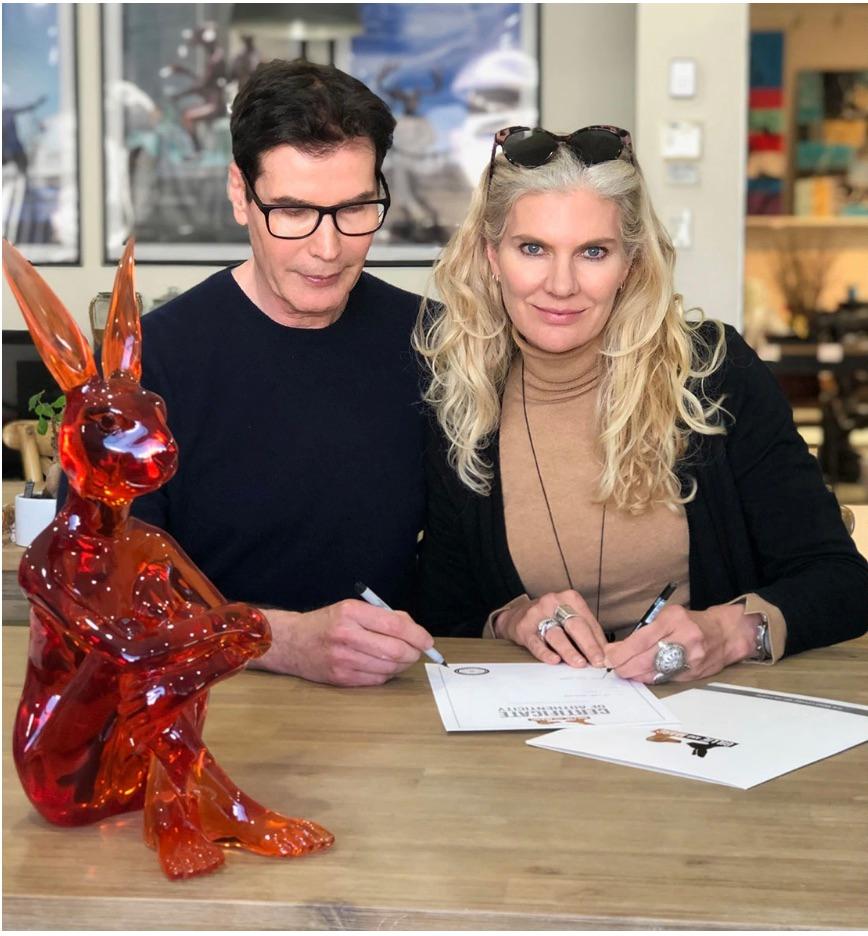 Pop Animal Sculpture - Fibreglass - Gillie and Marc - Rabbitwoman - Dress Red For Sale 1