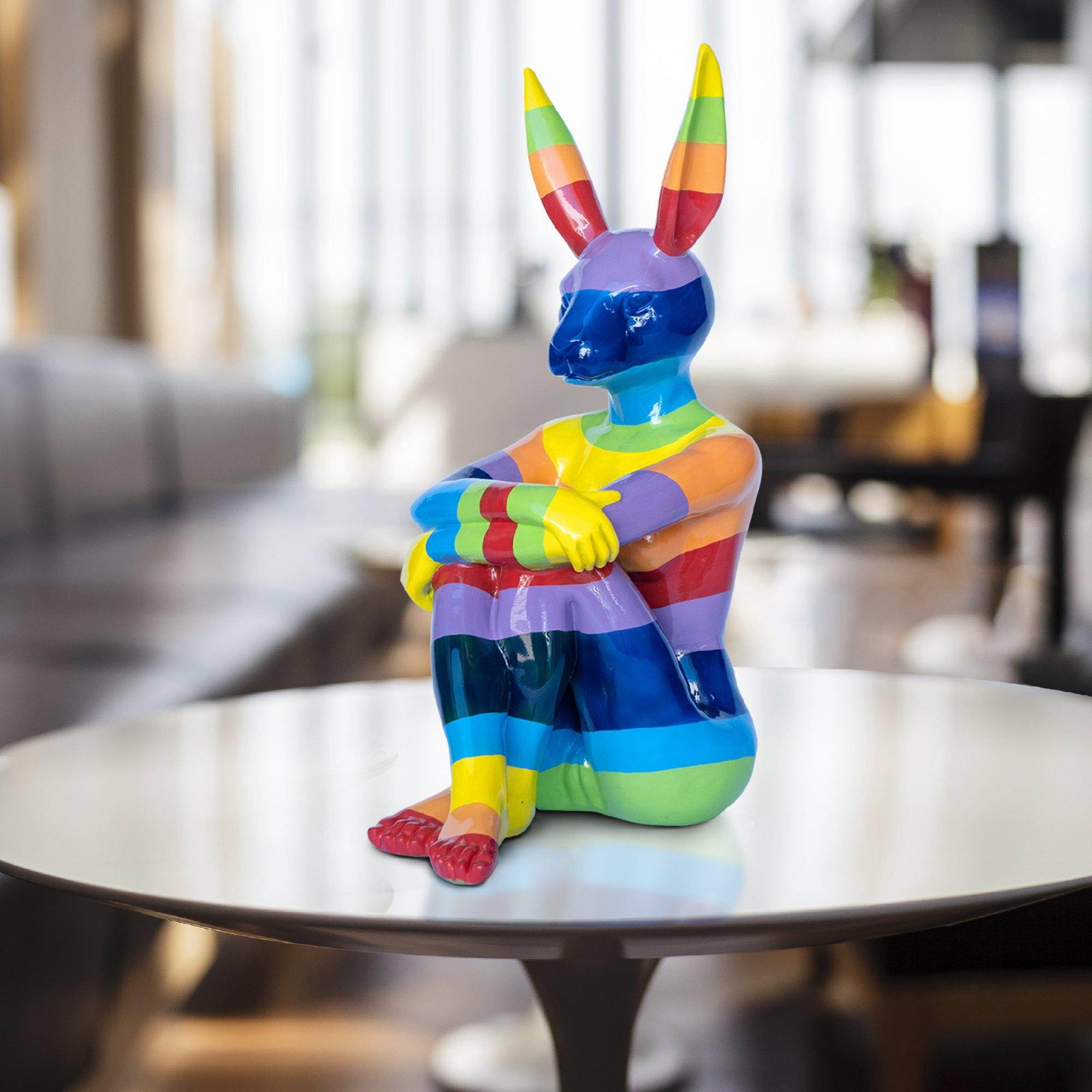 Animal Pop Art - Sculpture - Fibreglass - Gillie and Marc - Rabbitwoman Rainbow - White Figurative Sculpture by Gillie and Marc Schattner