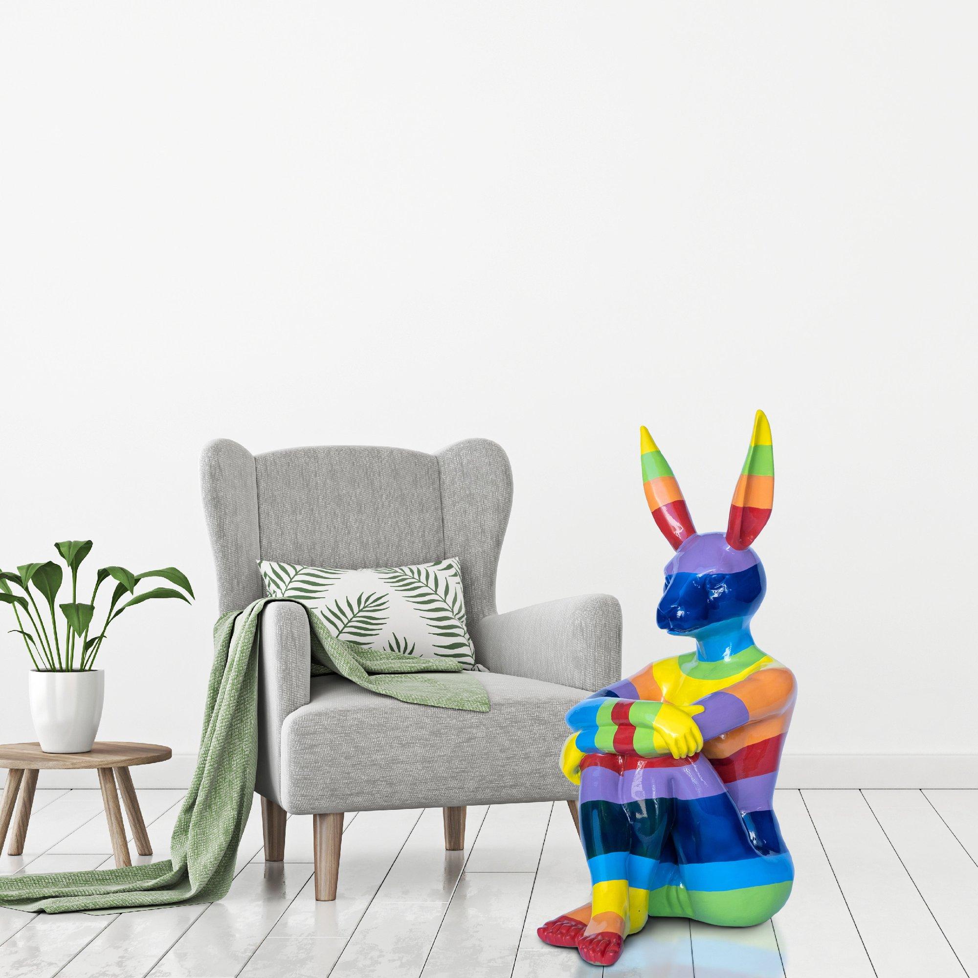 Animal Pop Art - Sculpture - Fibreglass - Gillie and Marc - Rabbitwoman Rainbow For Sale 1