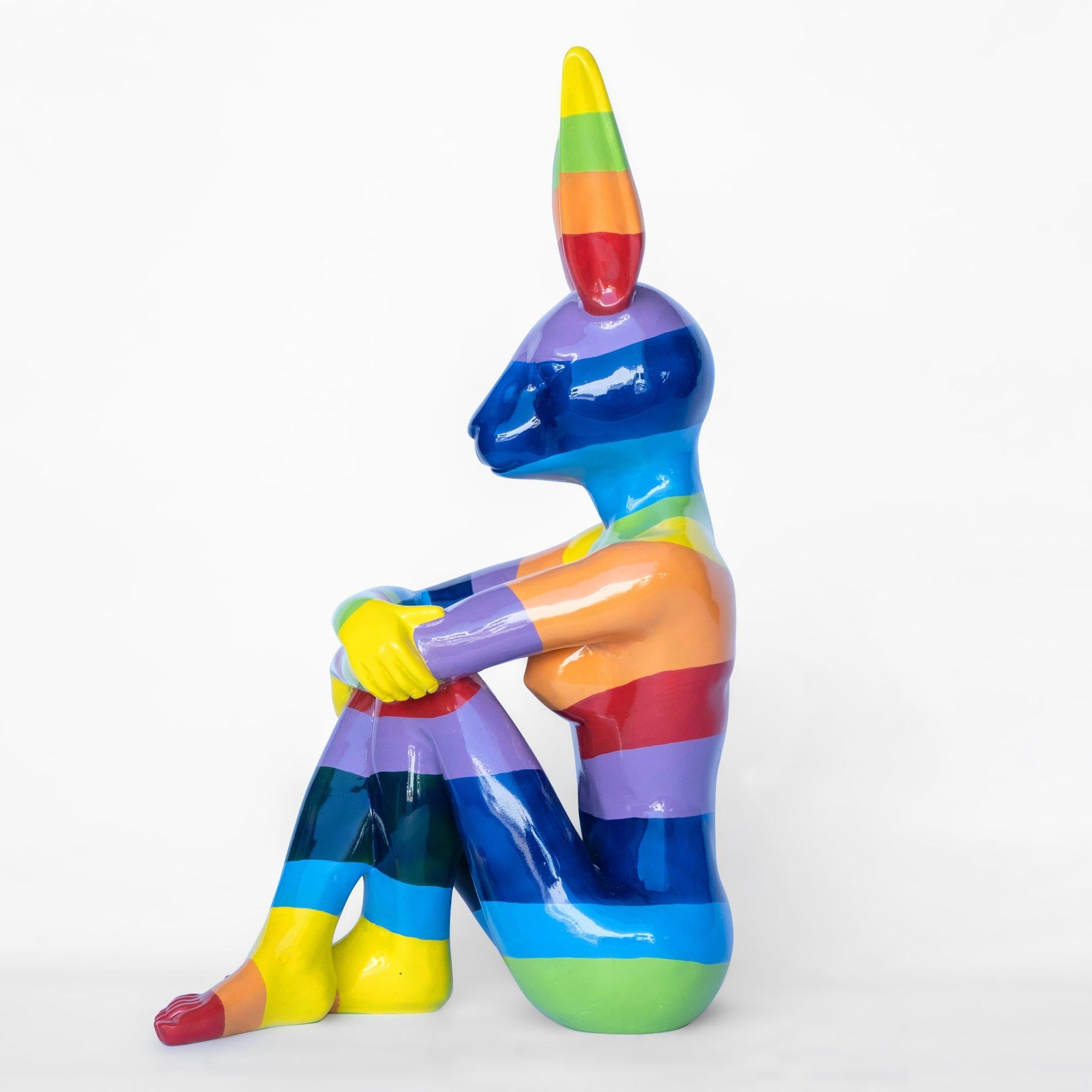 Animal Pop Art - Sculpture - Fibreglass - Gillie and Marc - Rabbitwoman Rainbow For Sale 2