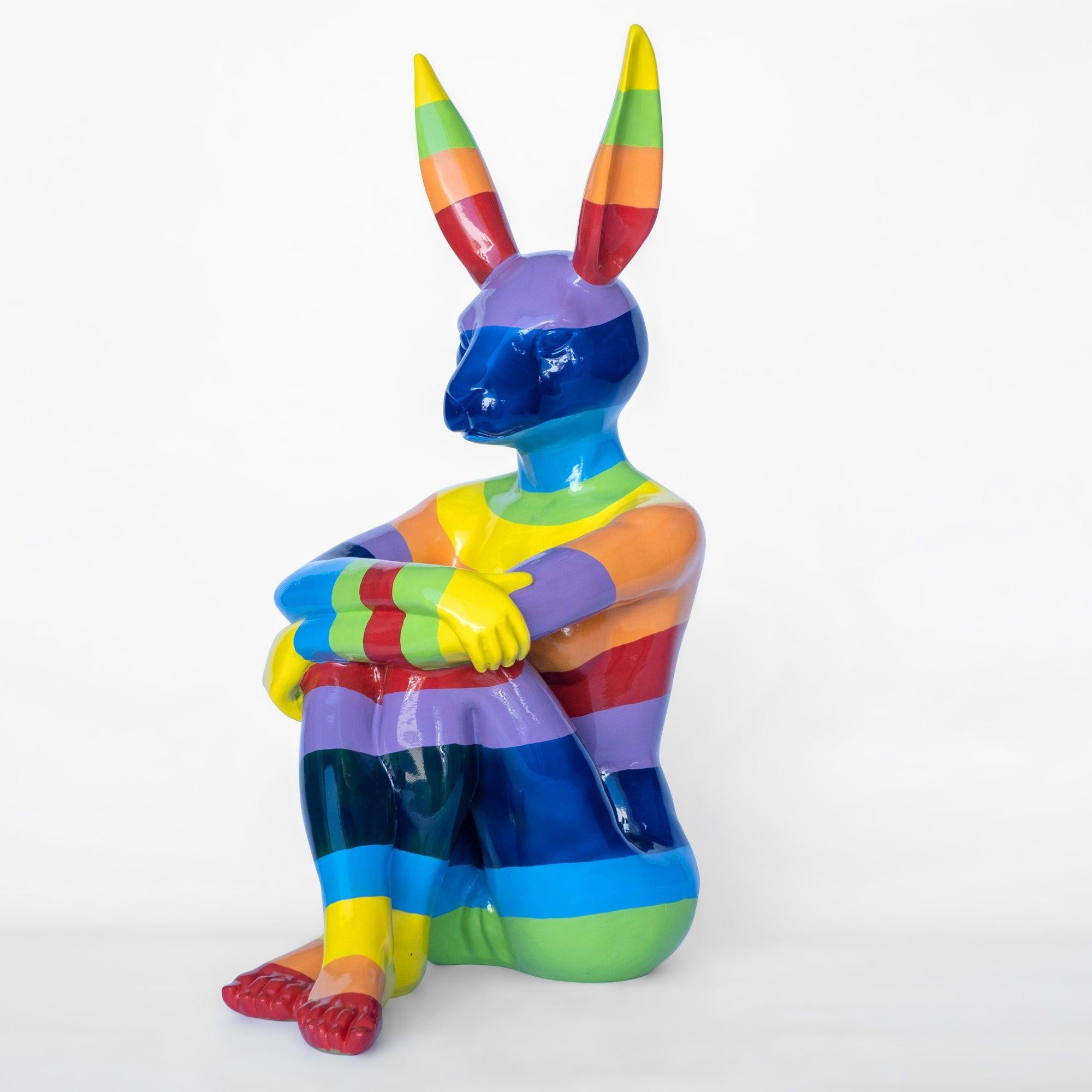 Gillie and Marc Schattner Figurative Sculpture - Animal Pop Art - Sculpture - Fibreglass - Gillie and Marc - Rabbitwoman Rainbow