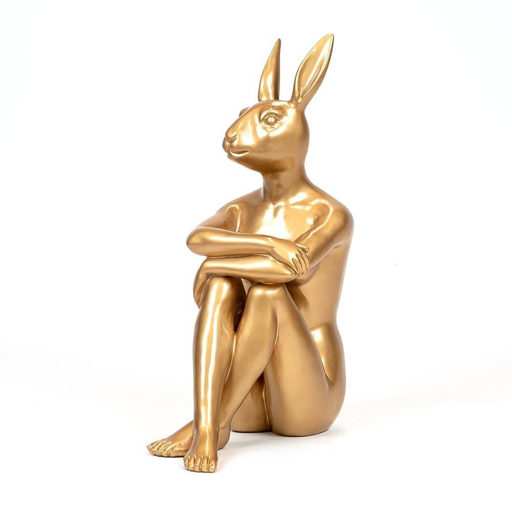Authentic Limited Ed. Gold Resin Cool City Bunny Sculpture, by Gillie and Marc - Art by Gillie and Marc Schattner
