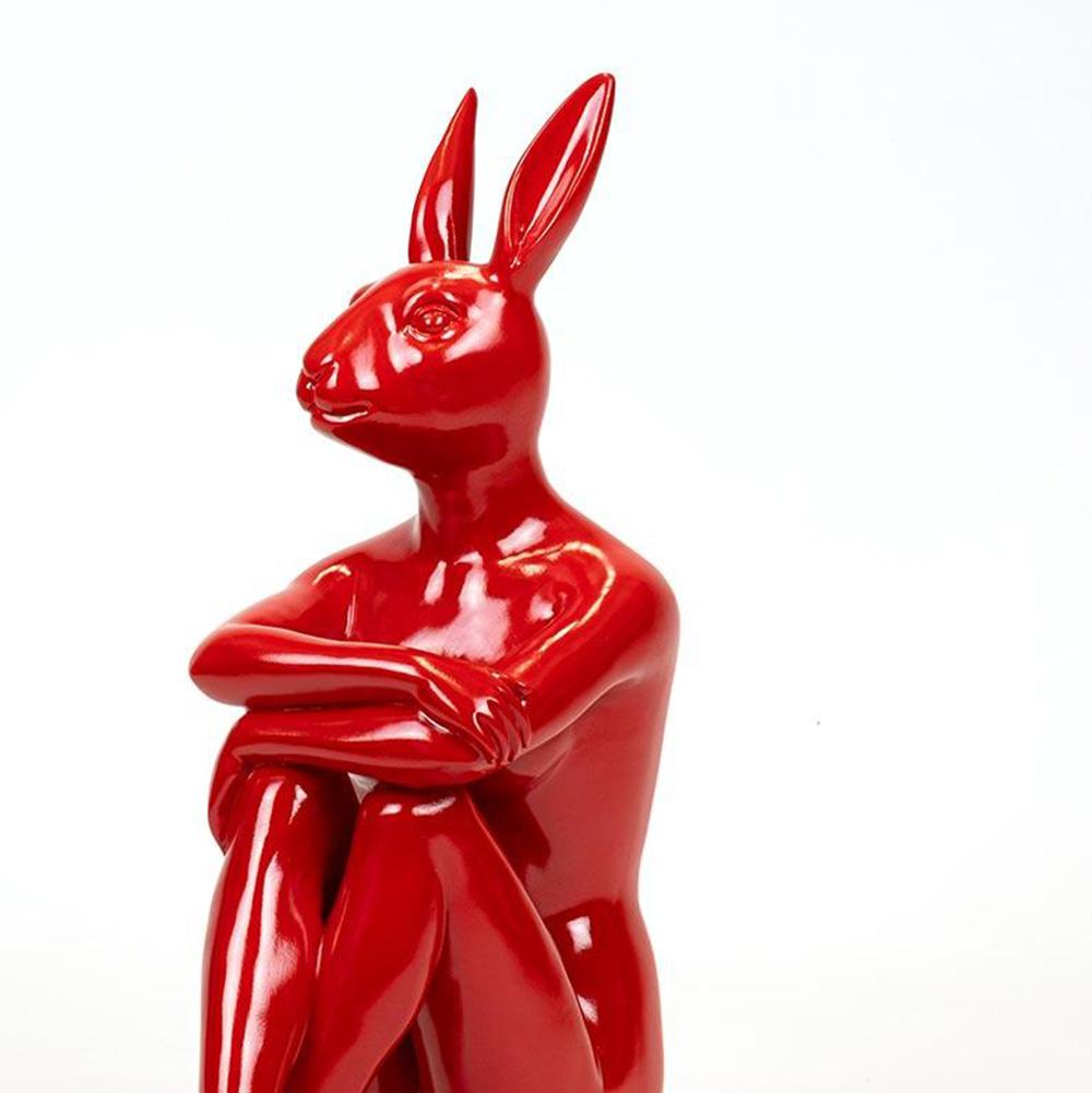 Authentic Limited Ed. Red Resin Cool City Bunny Sculpture, by Gillie and Marc - Contemporary Mixed Media Art by Gillie and Marc Schattner