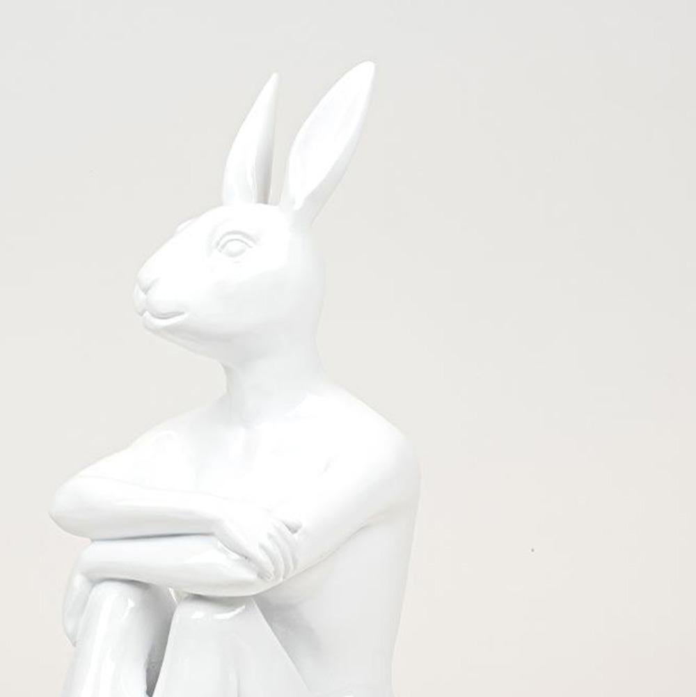 Title: Cool City Bunny
Authentic resin sculpture in White

Description:
This authentic resin sculpture titled 'Cool City Bunny' by artists Gillie and Marc has been meticulously crafted in resin. It features Gillie and Marcs famous rabbit woman in