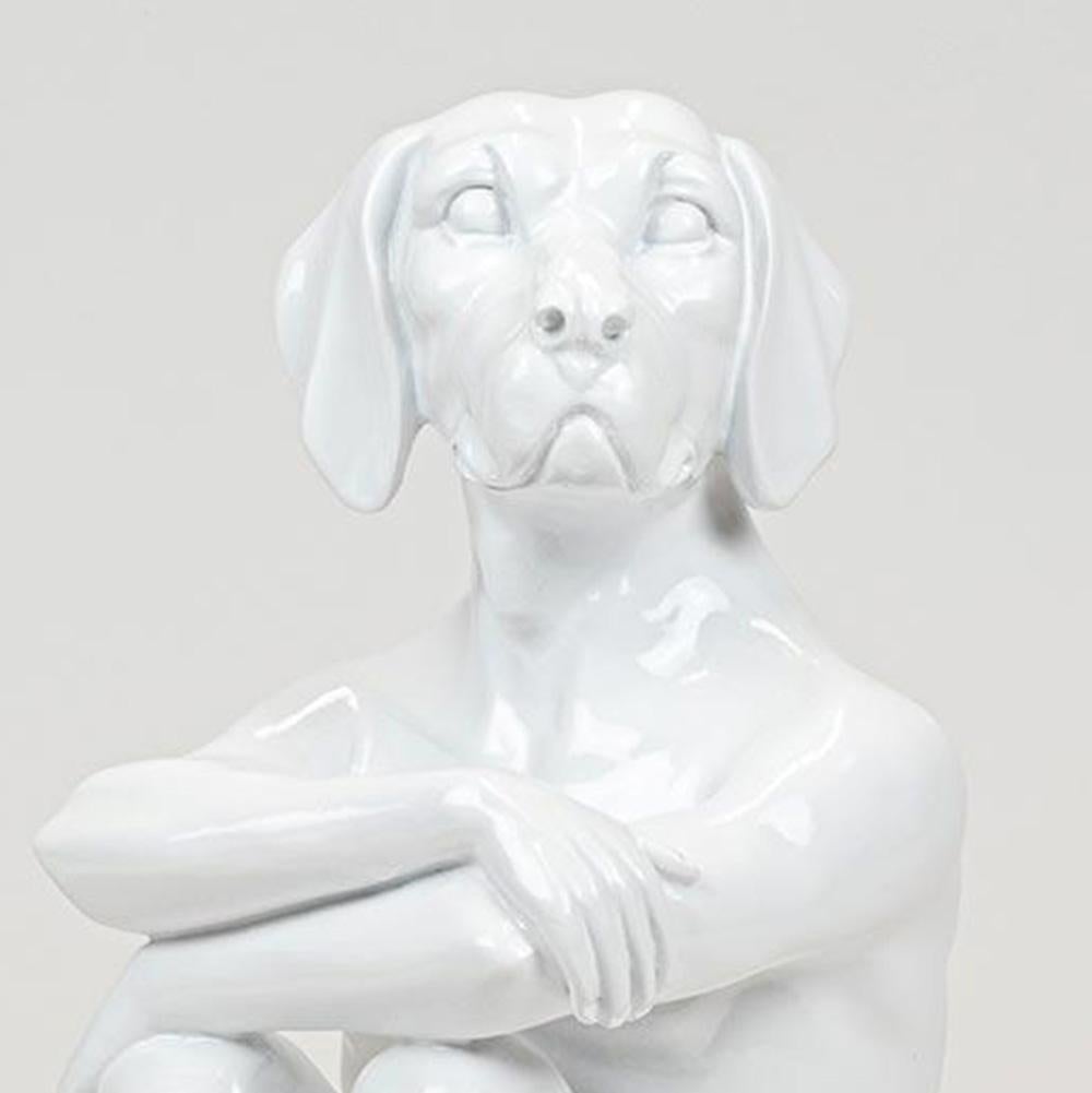 Autentica scultura di Cool City Pup in resina bianca in edizione limitata di Gillie e Marc in vendita 1