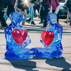 Pop Art - Sculpture - Art - Resin - Gillie and Marc - Dog - Rabbit - Heart Pair