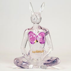 Pop Art Animal Sculpture - Resin - Gillie and Marc - Rabbitwoman Butterfly Love