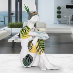 Pop Art - Sculpture - Art - Resin - Gillie and Marc - White - Ferns - Bunny