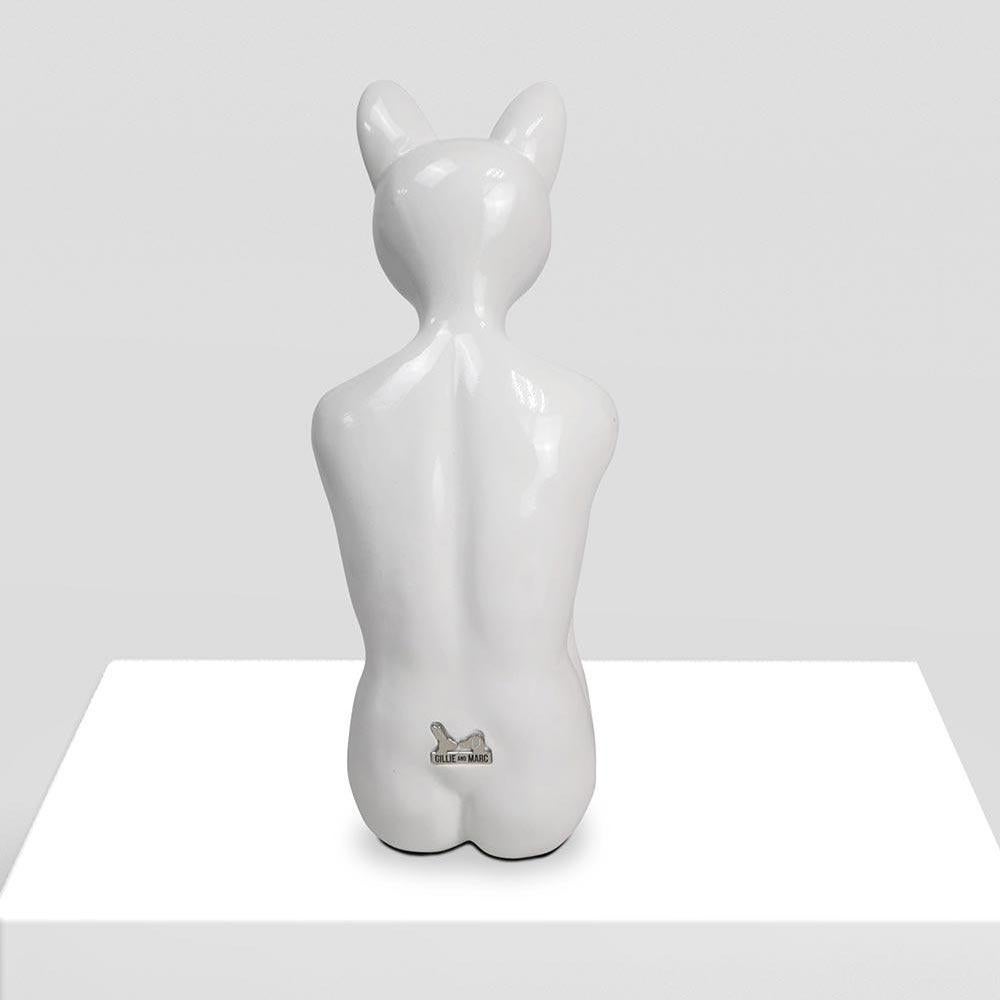 Animal Pop Art - Sculpture Resin - Gillie and Marc - White - Cat - Kitten City For Sale 2