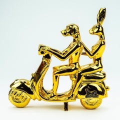 Resin Sculpture - Limited Edition - Gillie and Marc - Vespa - Dog - Rabbit Gold